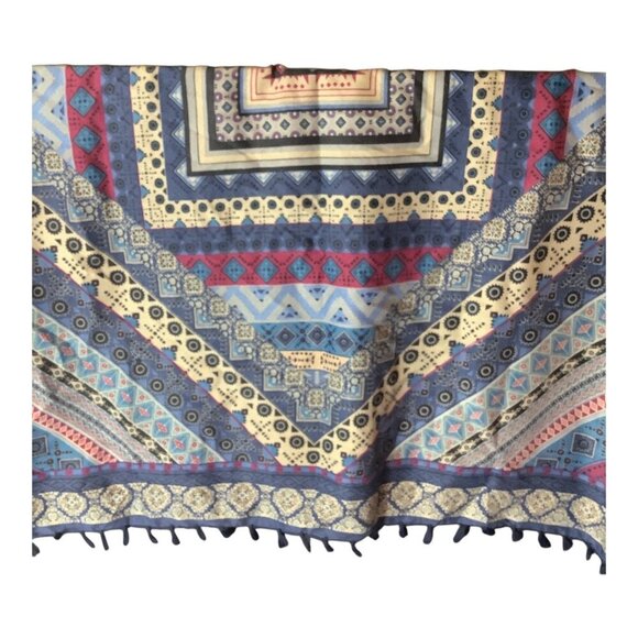 Bohemian Inspired Multicolor Tassel Shawl Wrap Scarf With Geometric Patterns - Picture 8 of 10